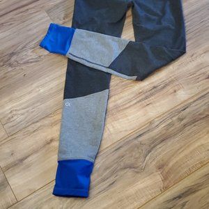 Gap Fit Grey and Blue Color Block Yoga Pants Size Medium